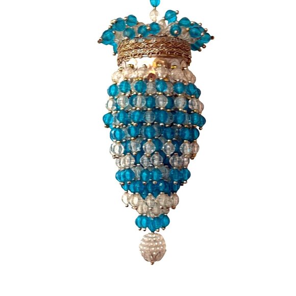 Christmas Cascading Chandelier Ornament Beaded Tea Ball Fan Pull Charm Bohemian - Picture 5 of 10